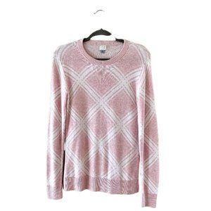 A NEW DAY Pink & White Diamond Crewneck Sweater